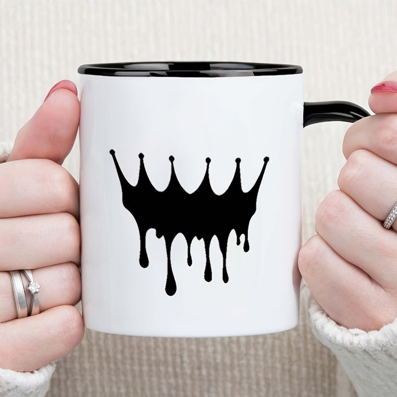 Tailorly Black Accent 11 oz Mug - single piece coffee mug 11oz ceramic cups for coffee and water suitable for beverages birthday and holiday
