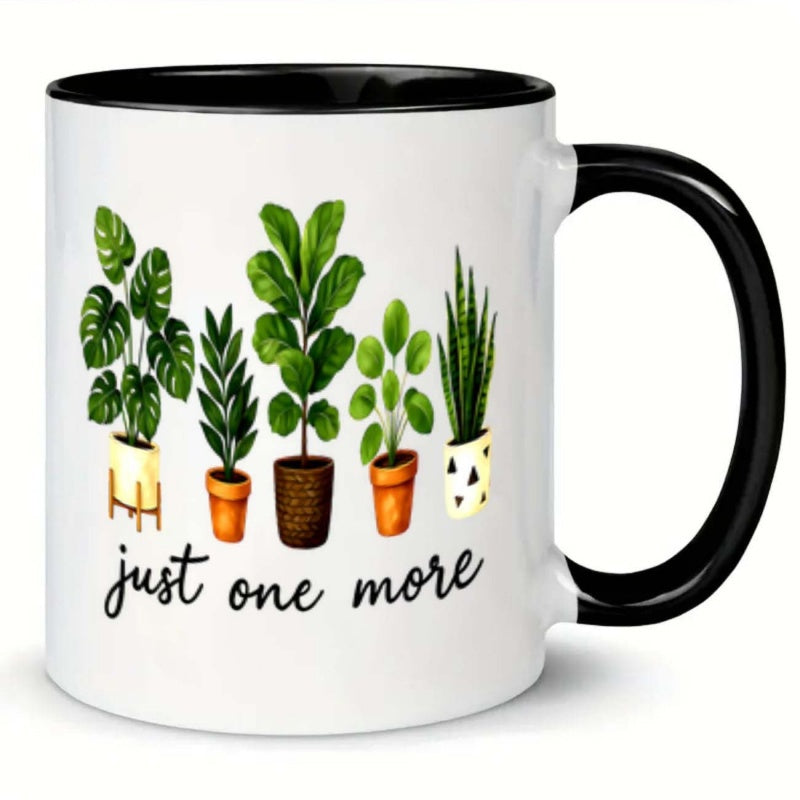 Tailorly Black Accent 11 oz Mug - plants pots text