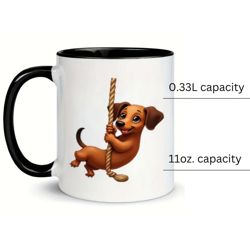 Tailorly Black Accent 11 oz Mug - swinging rope funny illustration