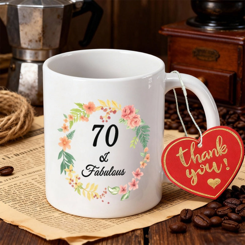 Tailorly White Ceramic 11 oz Mug - 70 Fabulous Elegant Watercolor Floral Wreath With Colorful Petals And Delicate Leaves Wreath