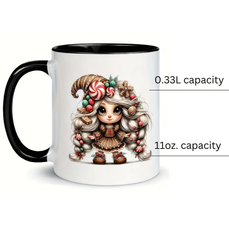 Tailorly Black Accent 11 oz Mug - gingerbread candies bows