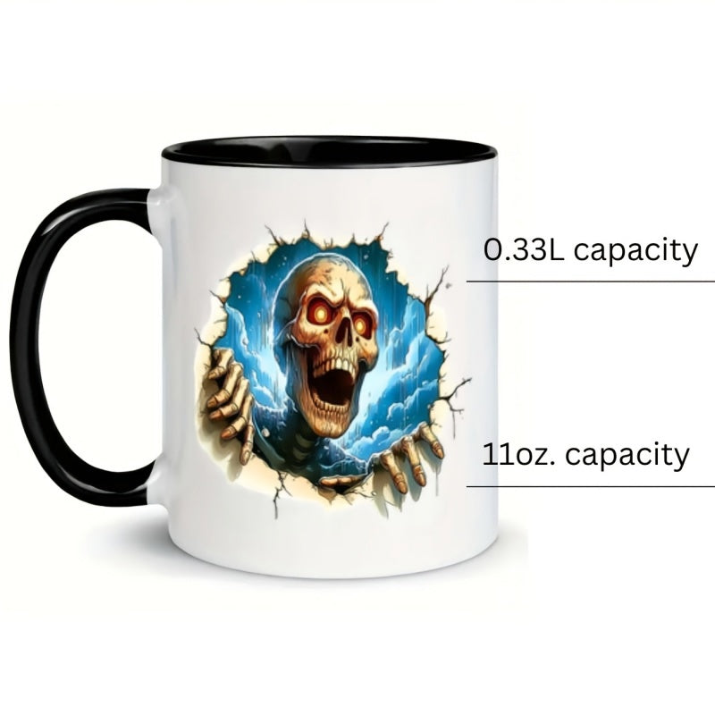 Tailorly Black Accent 11 oz Mug - skeleton breaking wall