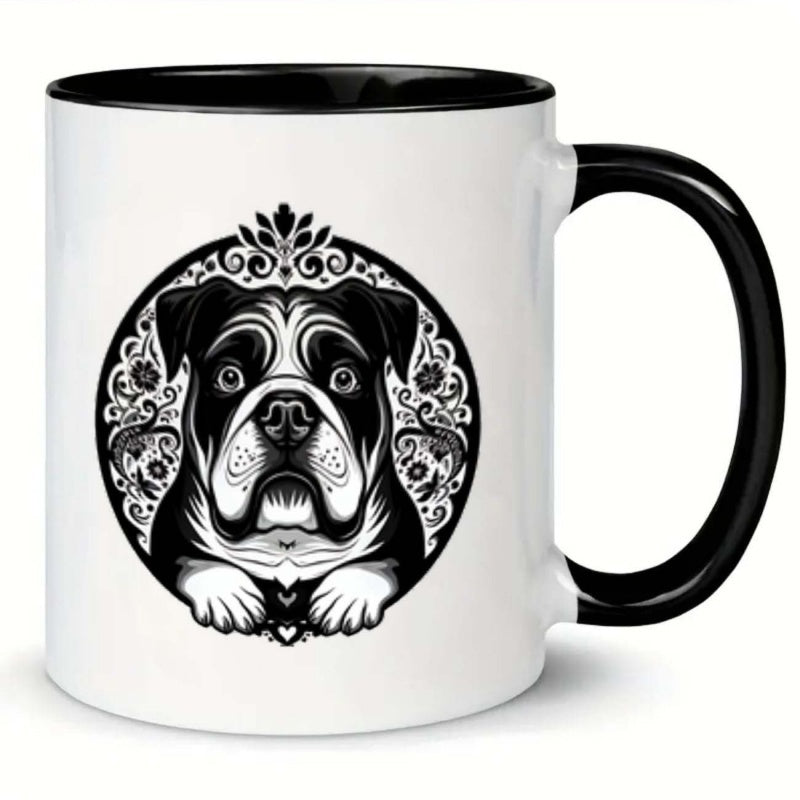 Tailorly Black Accent 11 oz Mug - dog mandala