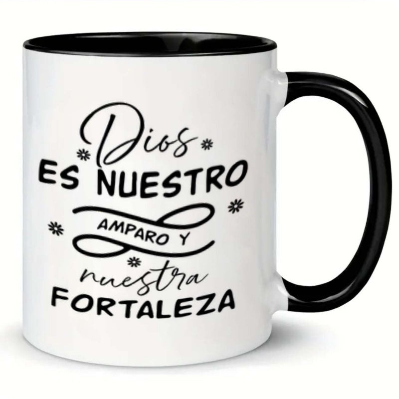 Tailorly Black Accent 11 oz Mug - Spanish Bible text