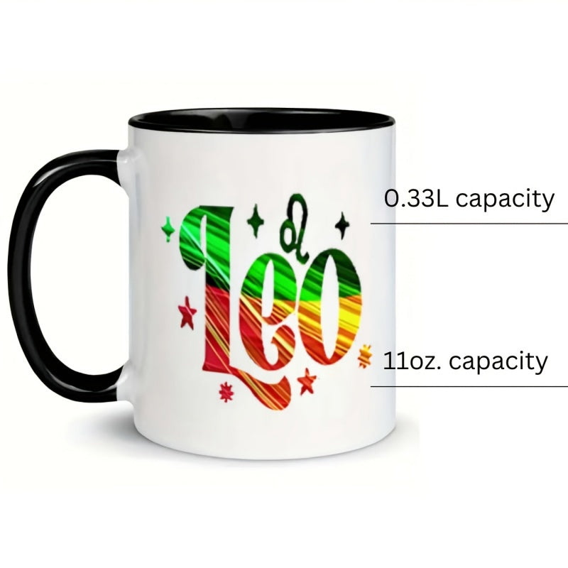 Tailorly Black Accent 11 oz Mug - leo themed coffee mug with stars