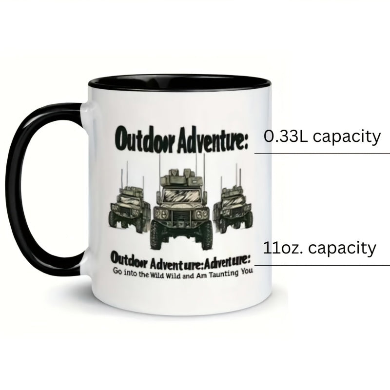 Tailorly Black Accent 11 oz Mug - military truck tank