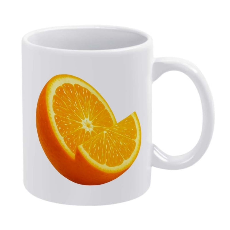 Tailorly White Ceramic 11 oz Mug - Fresh Juicy Sliced Fruit With Vibrant Peel And Detailed Citrus Pulp Orange