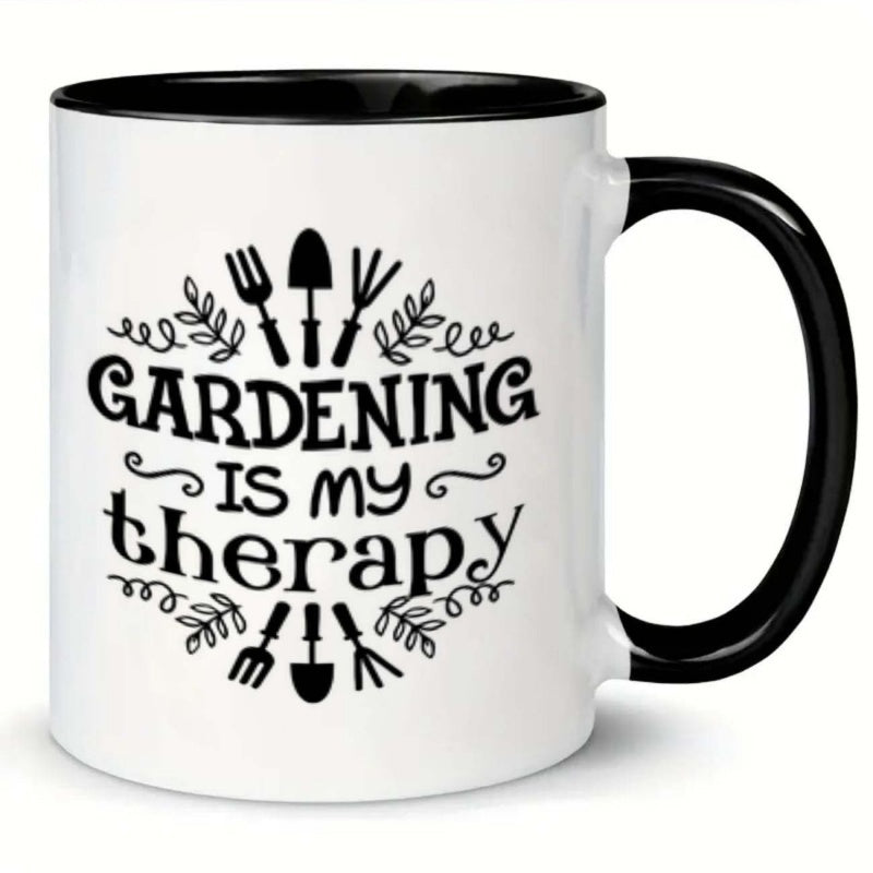 Tailorly Black Accent 11 oz Mug - single piece utensils foliage text printed