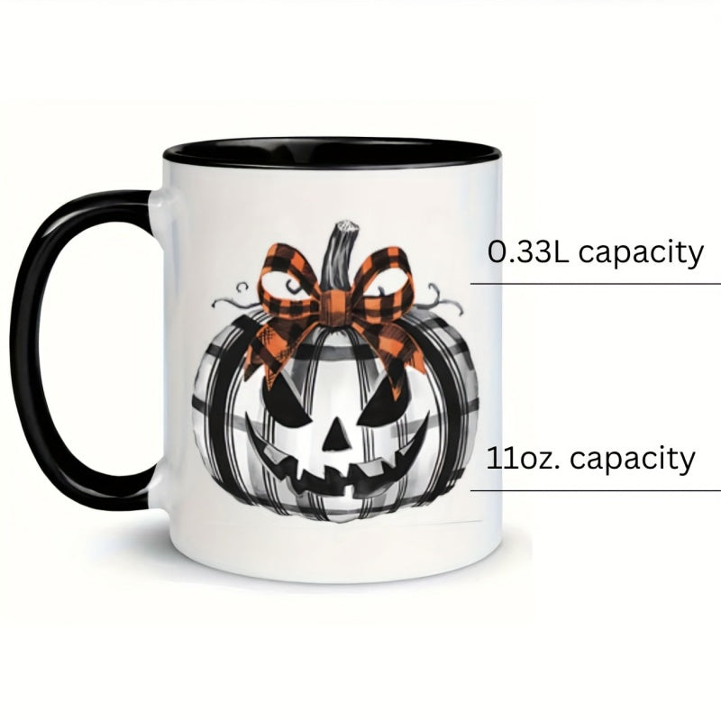 Tailorly Black Accent 11 oz Mug - pumpkin bow