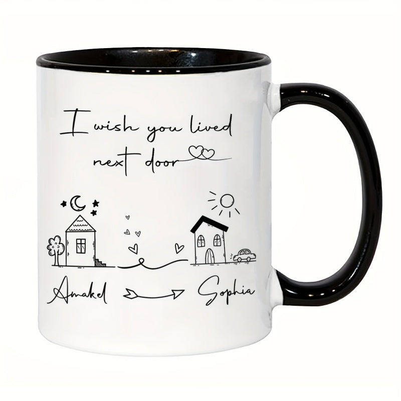 Tailorly Black Accent 11 oz Mug - "i you next door" design