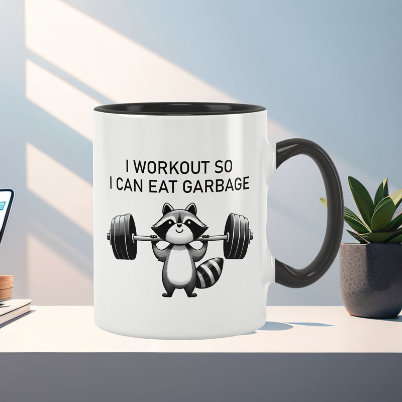 Tailorly Black Accent 11 oz Mug - sporty raccoon