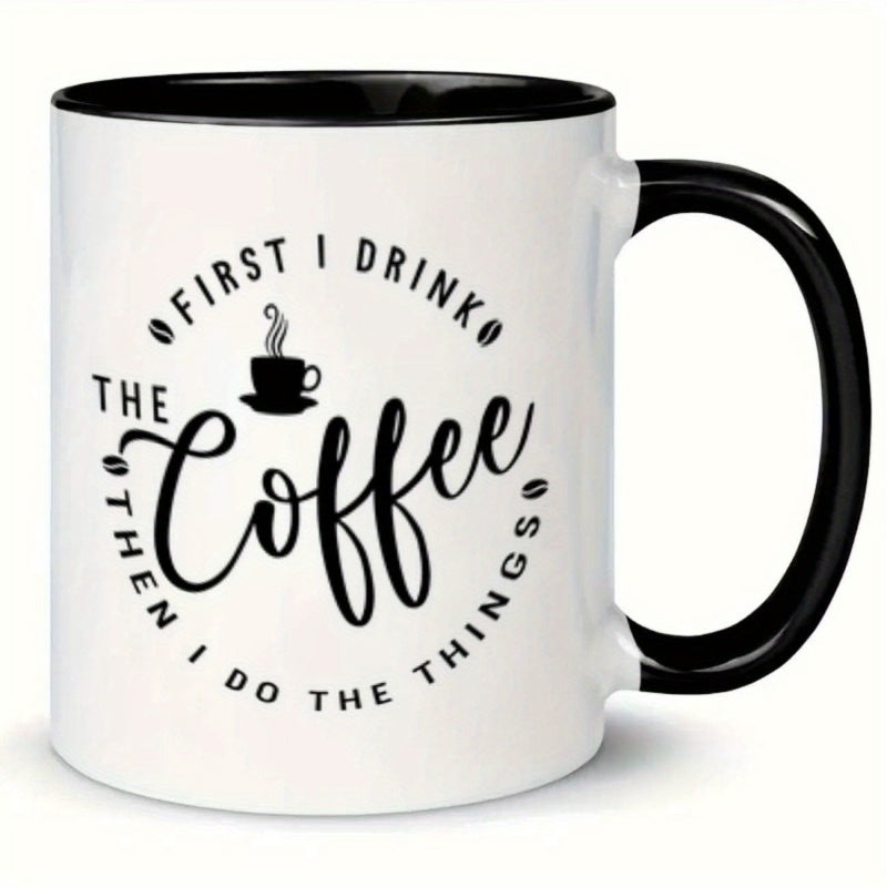 Tailorly Black Accent 11 oz Mug - coffee cup text funny mug