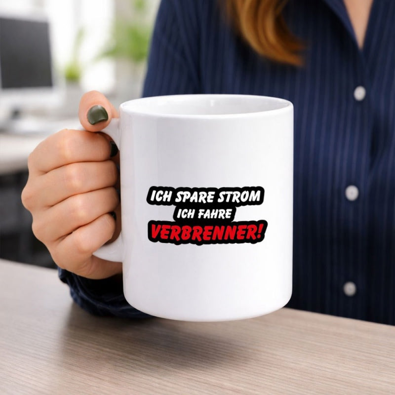 Tailorly White Ceramic 11 oz Mug - Simple White Ceramic Cup Held By Hand On Wooden Desk Mug