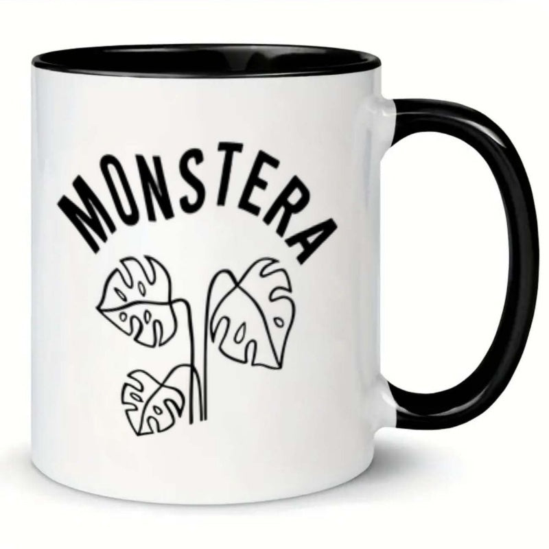 Tailorly Black Accent 11 oz Mug - monstera