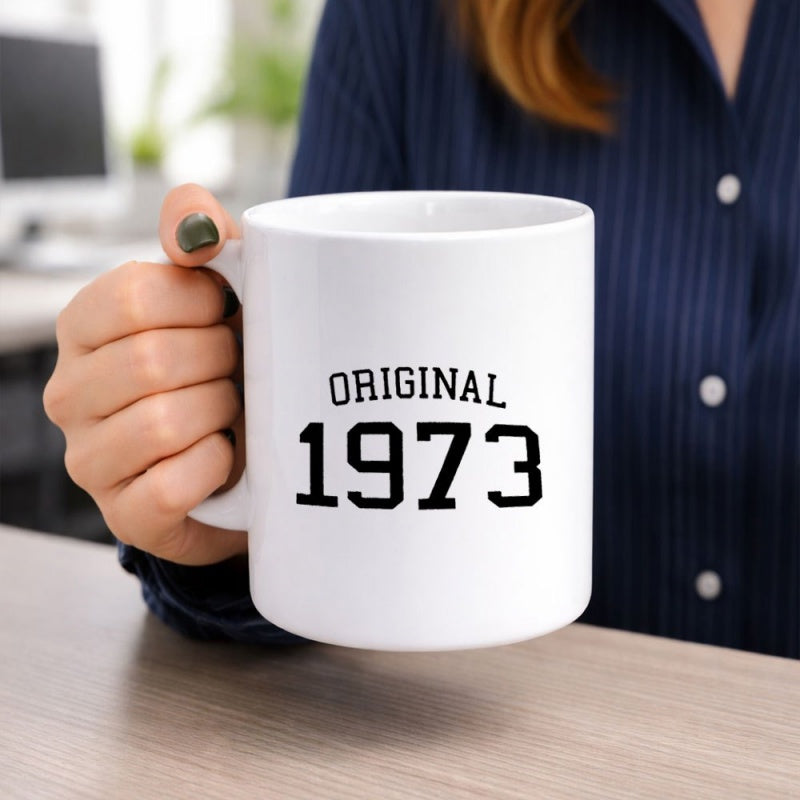 Tailorly White Ceramic 11 oz Mug - Original 1973 Minimalist Bold Black Lettering On A Clean