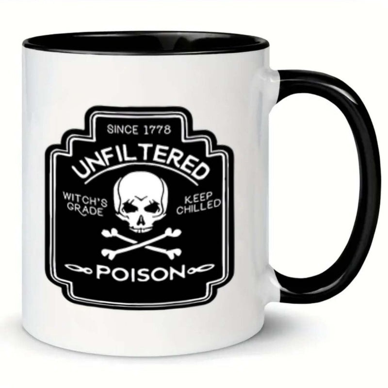 Tailorly Black Accent 11 oz Mug - skull poison text
