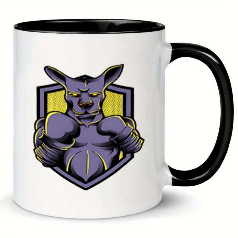 Tailorly Black Accent 11 oz Mug - kangaroo boxing gloves