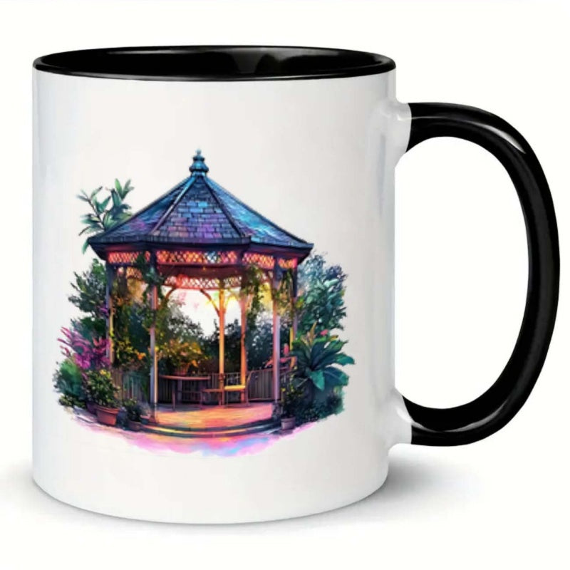 Tailorly Black Accent 11 oz Mug - gazebo plants night