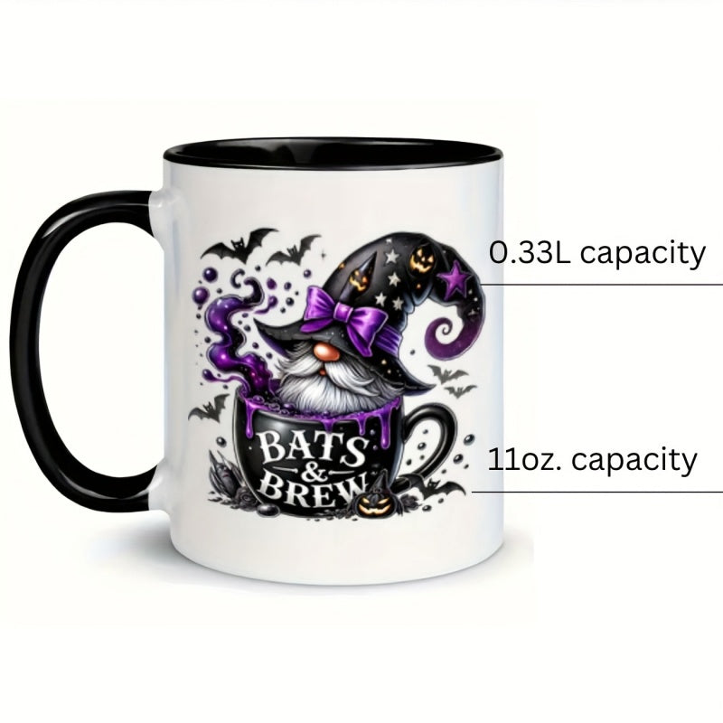 Tailorly Black Accent 11 oz Mug - wizard themed bats and pumpkin