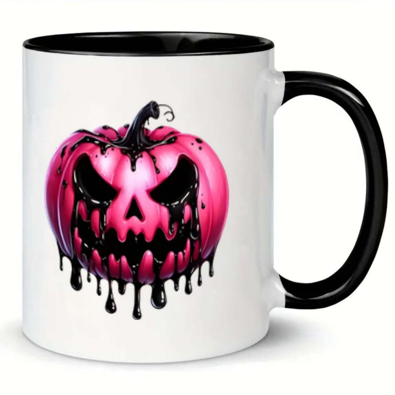 Tailorly Black Accent 11 oz Mug - pink pumpkin humorous text mug
