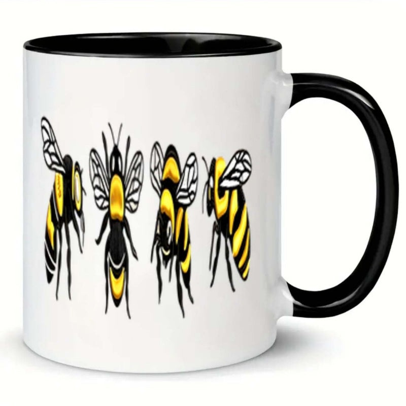 Tailorly Black Accent 11 oz Mug - 1pc yellow coffee mug 11 ounce ceramic cup suitable for christmas and new year beverages drinks ideal gift for