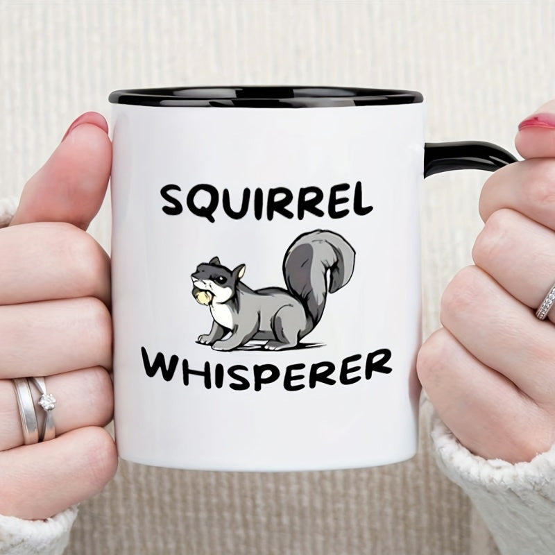 Tailorly Black Accent 11 oz Mug - cute squirrel design