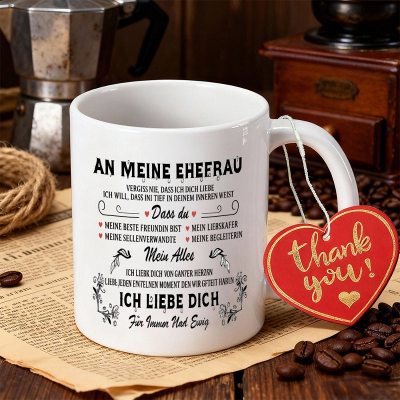 Tailorly White Ceramic 11 oz Mug - White Ceramic Coffee Cup Featuring Sentimental Text With Decorative Hearts Mug