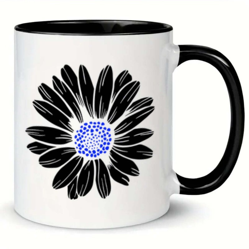 Tailorly Black Accent 11 oz Mug - central petal
