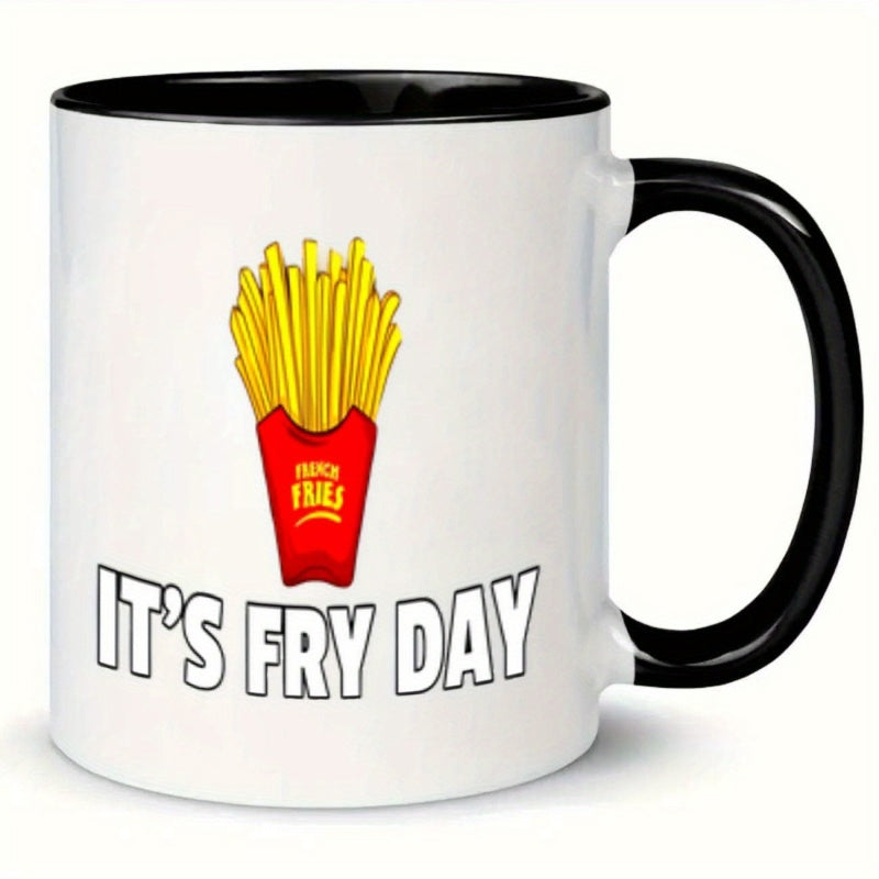 Tailorly Black Accent 11 oz Mug - funny saying with french fry design