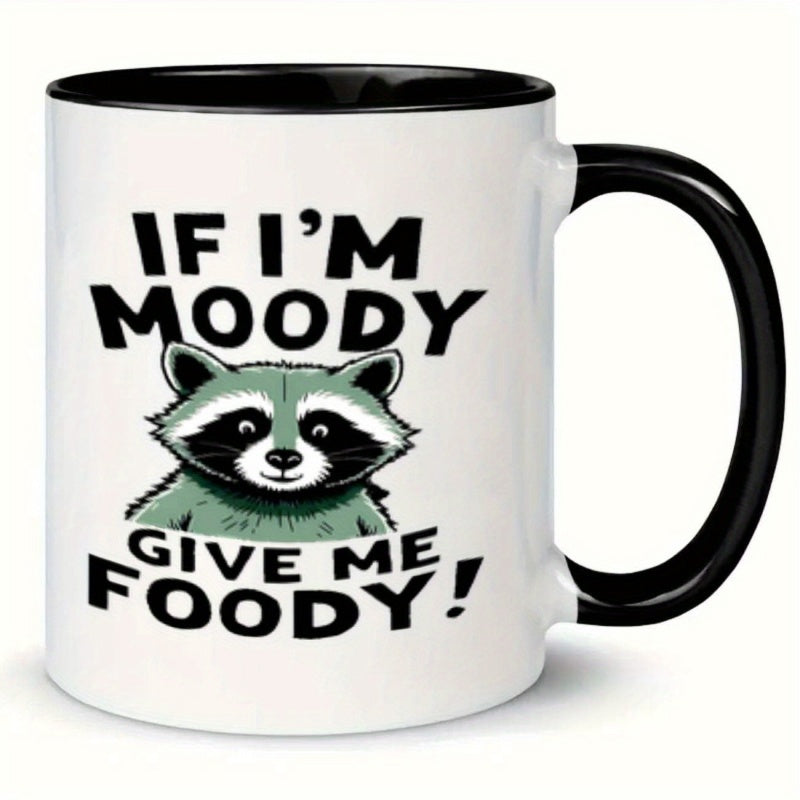 Tailorly Black Accent 11 oz Mug - raccoon themed humorous design