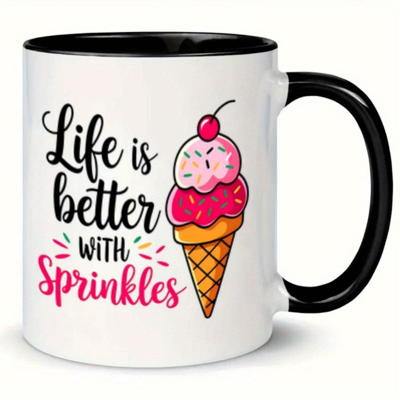 Tailorly Black Accent 11 oz Mug - ice cream sprinkles