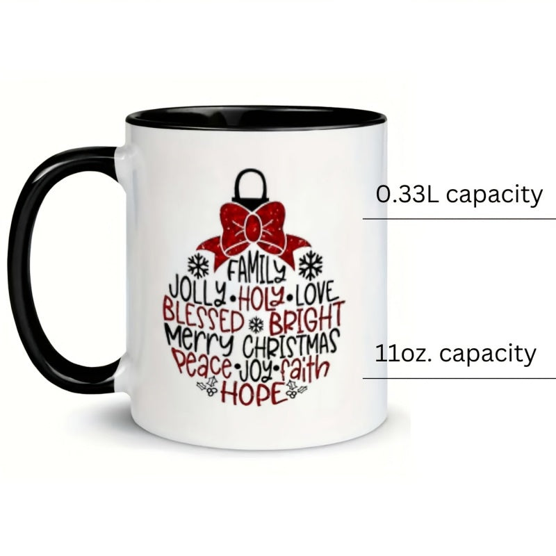 Tailorly Black Accent 11 oz Mug - family christmas words