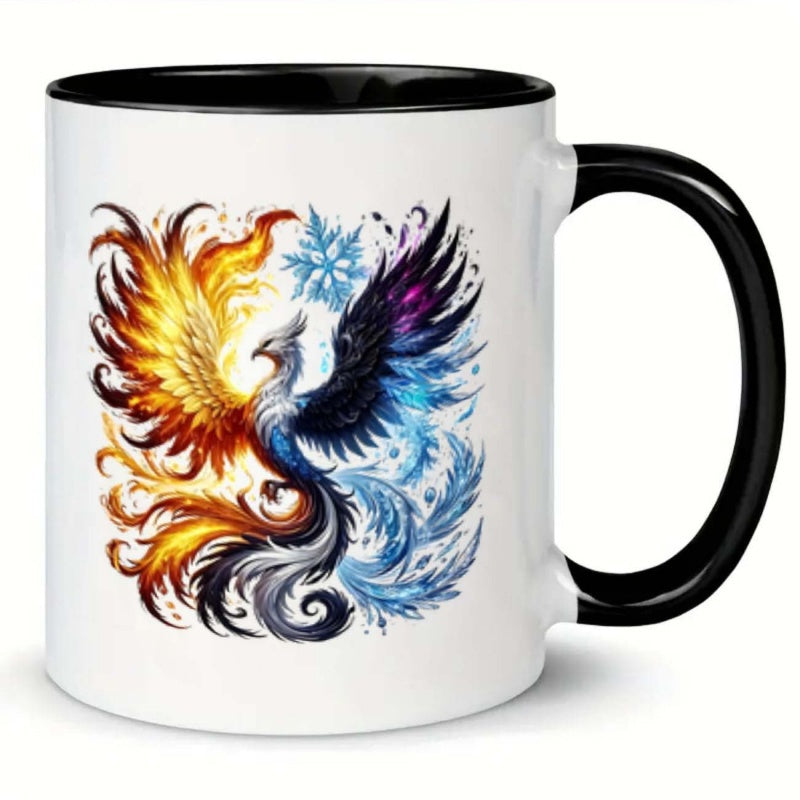 Tailorly Black Accent 11 oz Mug - fire and ice design