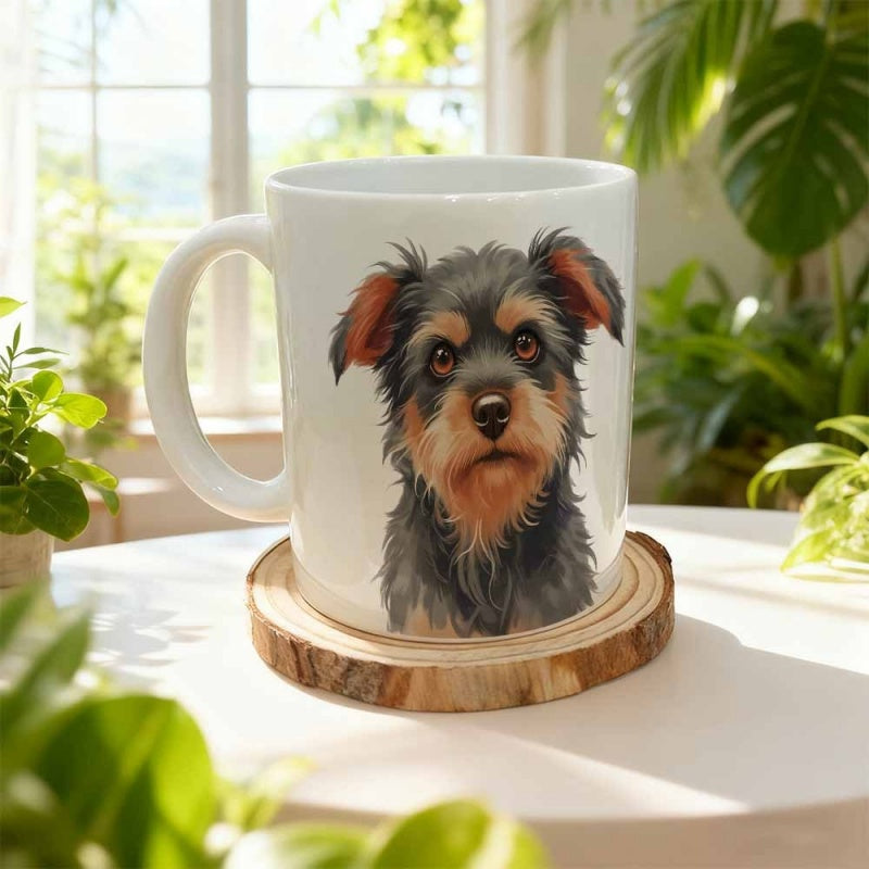 Tailorly White Ceramic 11 oz Mug - Adorable Small Terrier With Textured Fur And Warm Expressive Eyes Dog