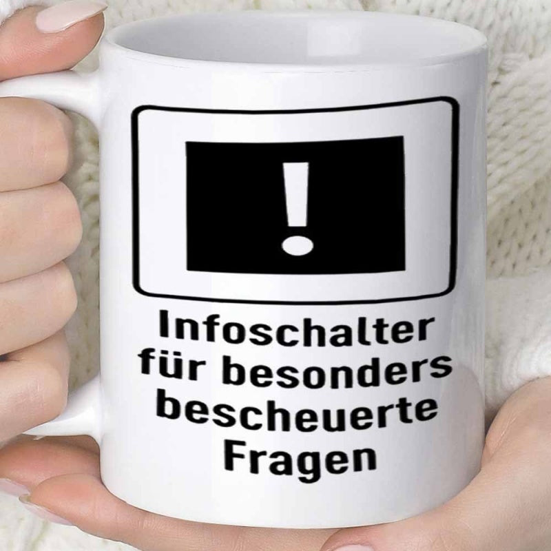 Tailorly White Ceramic 11 oz Mug - Minimalist Bold Black Warning Box With Large White Exclamation Mark Sign