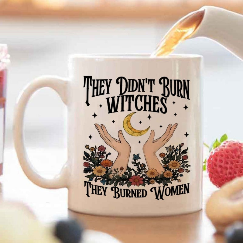 Tailorly White Ceramic 11 oz Mug - feminist quote， witchy hands， female symbol