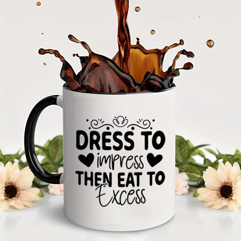 Tailorly Black Accent 11 oz Mug - humorous quote "eat to" pattern