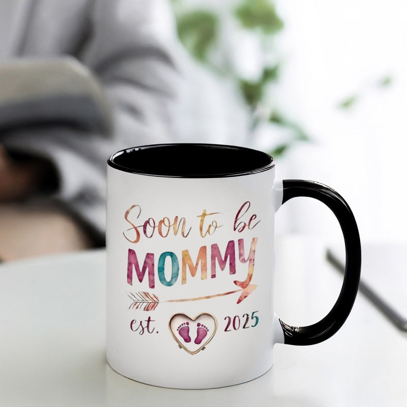 Tailorly Black Accent 11 oz Mug - colorful feather