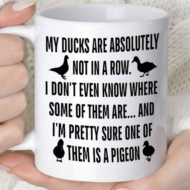 Tailorly White Ceramic 11 oz Mug - ducks