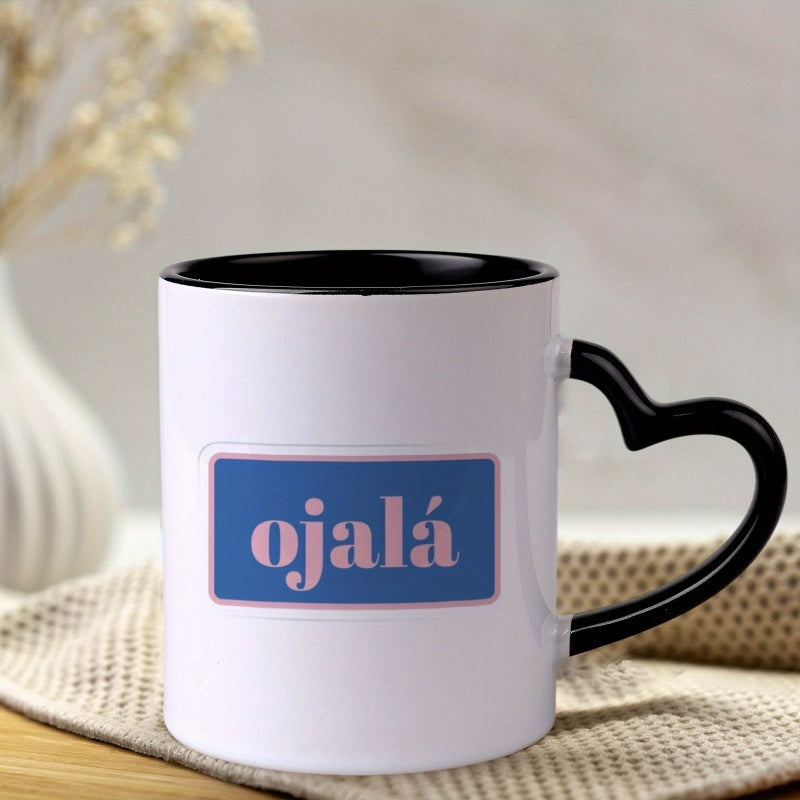 Tailorly Black Accent 11 oz Mug - heart shaped handle