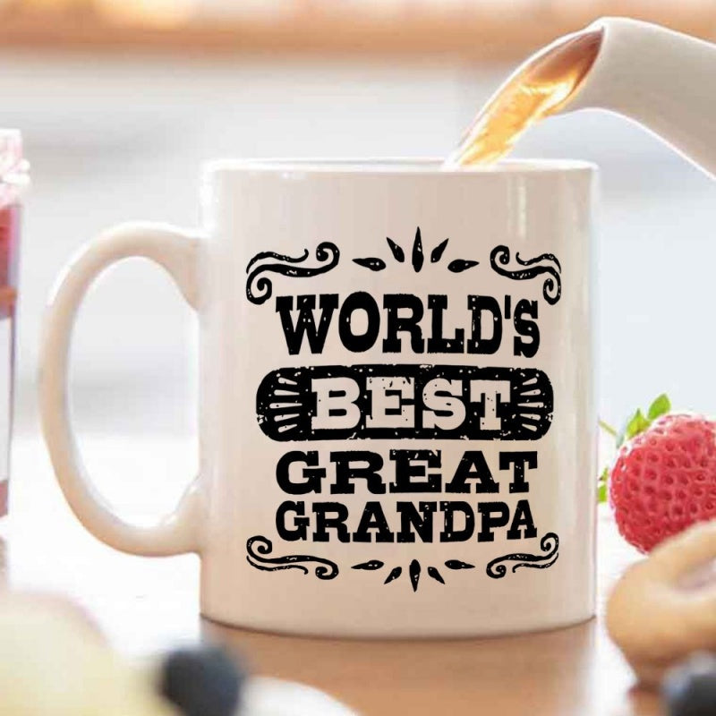 Tailorly White Ceramic 11 oz Mug - great grandpa graphic