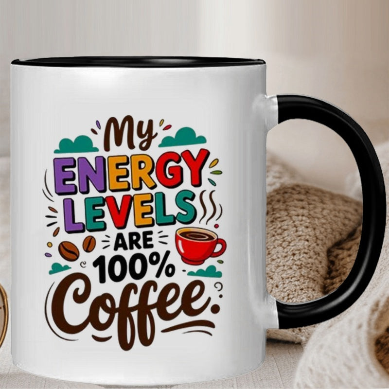 Tailorly Black Accent 11 oz Mug - coffee levels pattern
