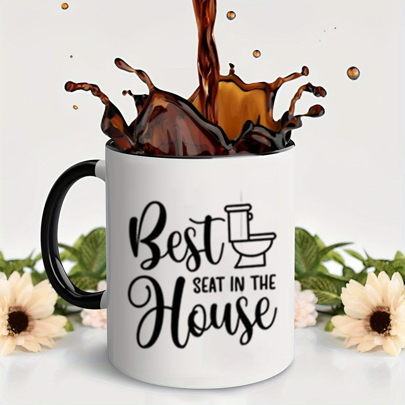 Tailorly Black Accent 11 oz Mug - humorous toilet with "best seat in the house" text