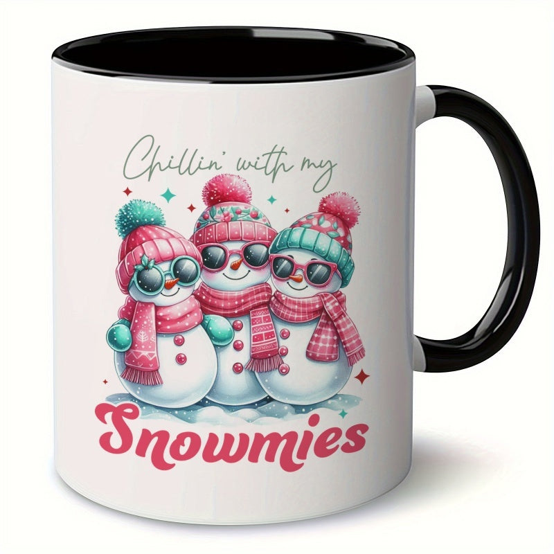 Tailorly Black Accent 11 oz Mug - cute play with my snowman， snowman design， christmas