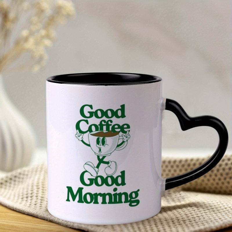 Tailorly Black Accent 11 oz Mug - heart shaped handle