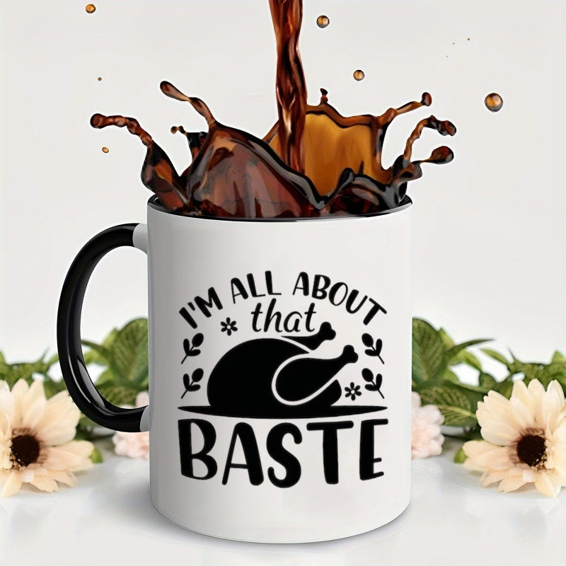 Tailorly Black Accent 11 oz Mug - about that turkey
