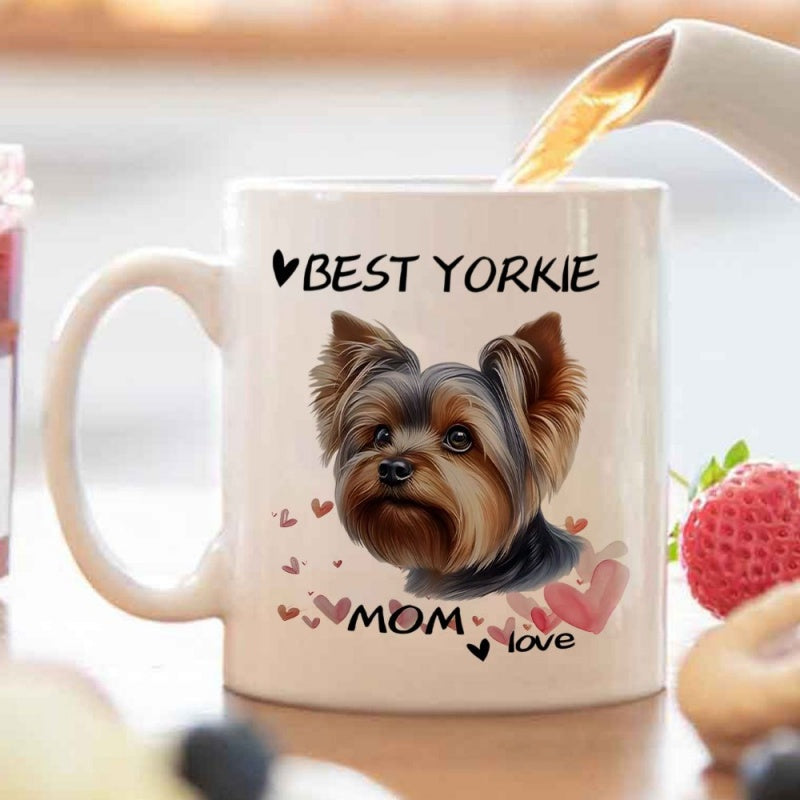 Tailorly White Ceramic 11 oz Mug - yorkie dog， yorkshire terrier， hearts