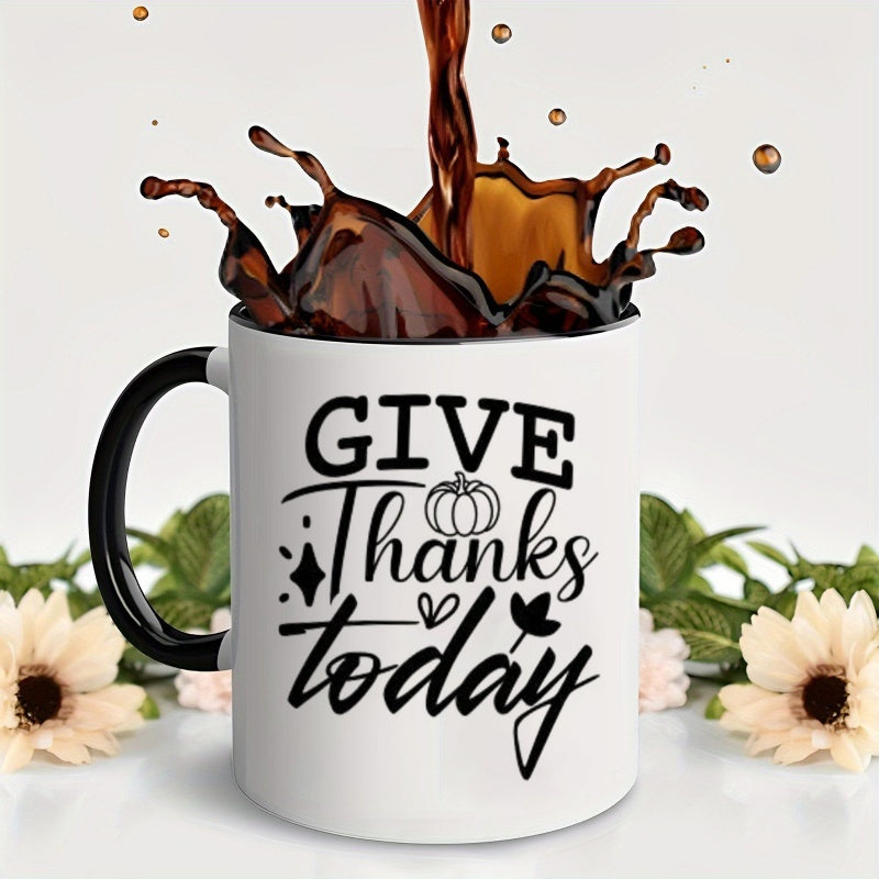 Tailorly Black Accent 11 oz Mug - today pattern and pumpkin design