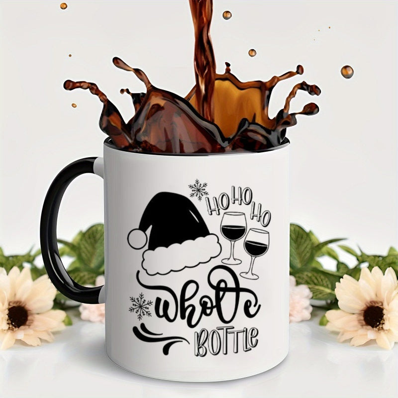 Tailorly Black Accent 11 oz Mug - wine glass and santa hat