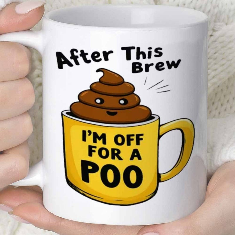 Tailorly White Ceramic 11 oz Mug - quirky poop themed